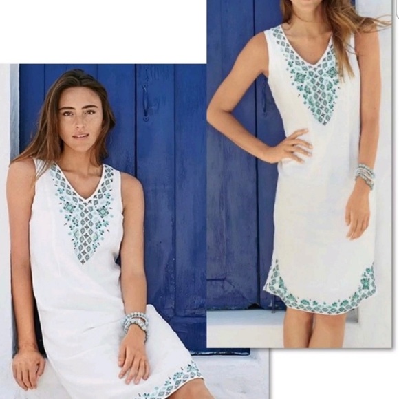 J. Jill Dresses & Skirts - J.Jill love linen white embroidered linen dress
